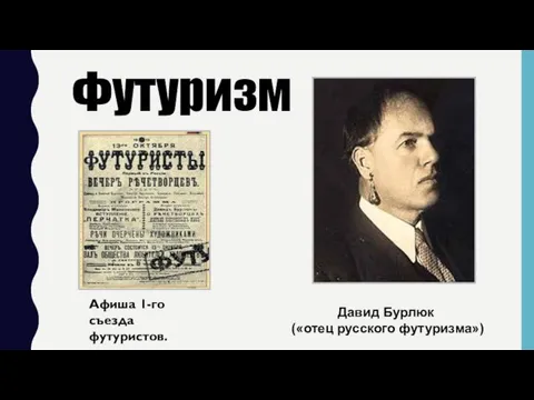 Афиша 1-го съезда футуристов. Футуризм Давид Бурлюк («отец русского футуризма»)