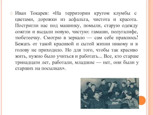 Иван Токарев: «На территории кругом клумбы с цветами, дорожки из асфальта,