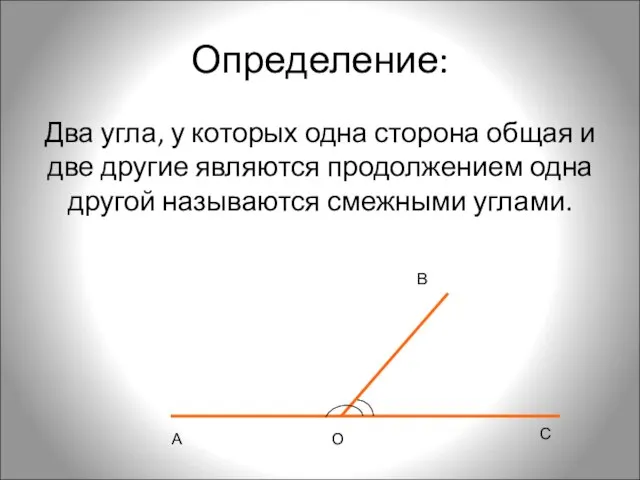 Определение: Два угла, у которых одна сторона общая и две другие