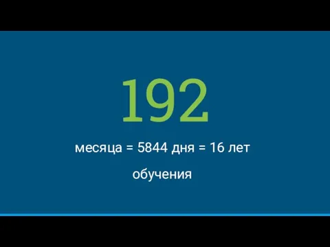 192 месяца = 5844 дня = 16 лет обучения