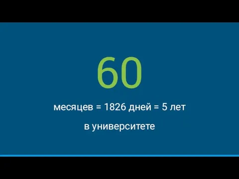 60 месяцев = 1826 дней = 5 лет в университете