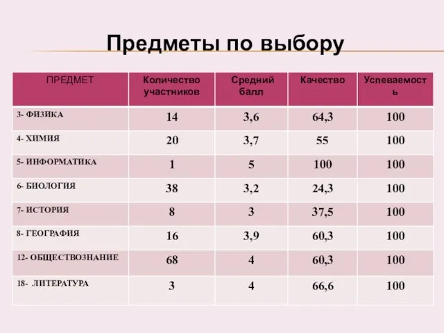 Предметы по выбору