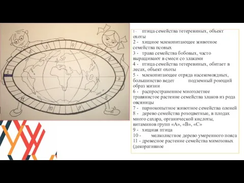 1 - птица семейства тетеревиных, объект охоты 2 - хищное млекопитающее