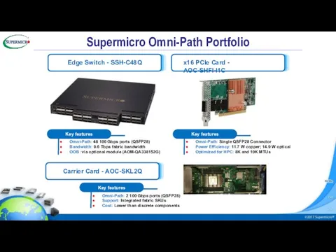 Supermicro Omni-Path Portfolio Edge Switch - SSH-C48Q Key features Omni-Path: 48