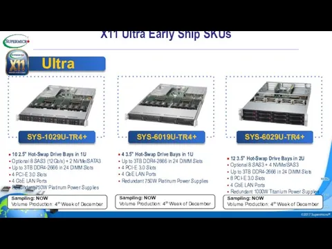 X11 Ultra Early Ship SKUs 10 2.5” Hot-Swap Drive Bays in