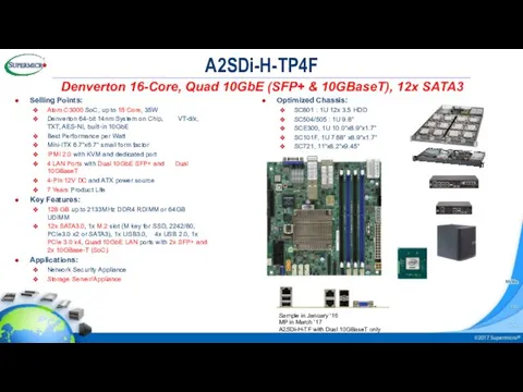 A2SDi-H-TP4F Denverton 16-Core, Quad 10GbE (SFP+ & 10GBaseT), 12x SATA3 Selling