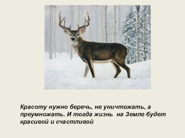 Красоту нужно беречь, не уничтожать, а преумножать. И тогда жизнь на Земле будет красивой и счастливой