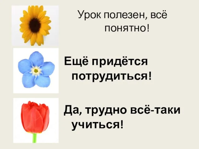 Урок полезен, всё понятно! Ещё придётся потрудиться! Да, трудно всё-таки учиться!