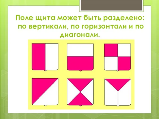 Поле щита может быть разделено: по вертикали, по горизонтали и по диагонали.