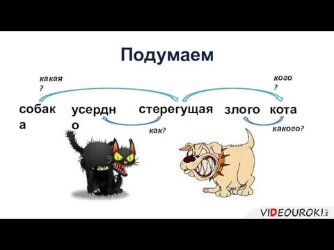 Подумаем стерегущая собака кота усердно злого какого? как? кого? какая?