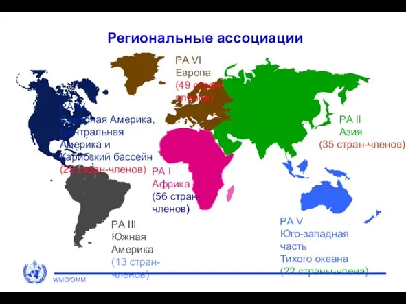 Региональные ассоциации РА I Африка (56 стран-членов) РA III Южная Америка