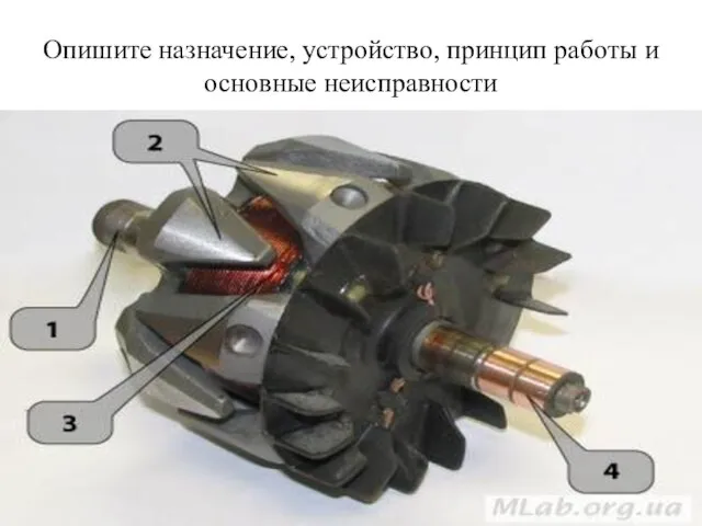 Опишите назначение, устройство, принцип работы и основные неисправности