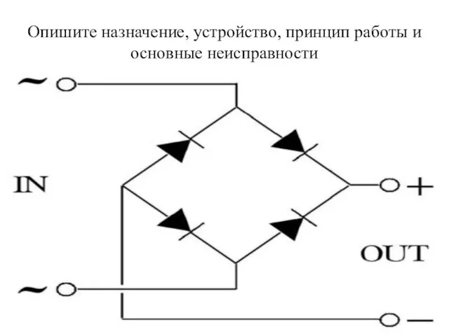 Опишите назначение, устройство, принцип работы и основные неисправности