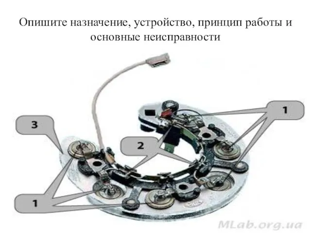 Опишите назначение, устройство, принцип работы и основные неисправности