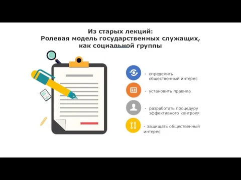 - защищать общественный интерес определить общественный интерес установить правила разработать процедуру эффективного контроля