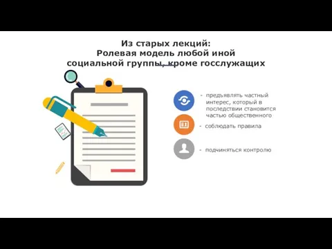 предъявлять частный интерес, который в последствии становится частью общественного соблюдать правила подчиняться контролю