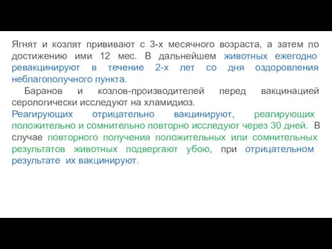 Ягнят и козлят прививают с 3-х месячного возраста, а затем по