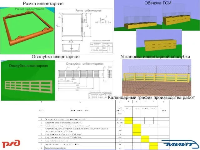 Рамка инвентарная Опалубка инвентарная Календарный график производства работ Обвязка ГСИ Установка инвентарной опалубки