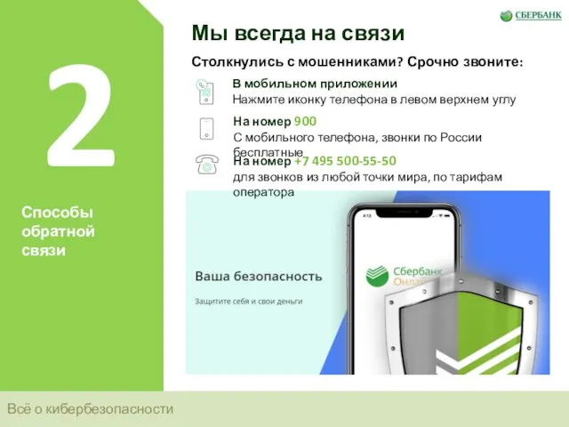 Всё о кибербезопасности 2 Способы обратной связи Мы всегда на связи