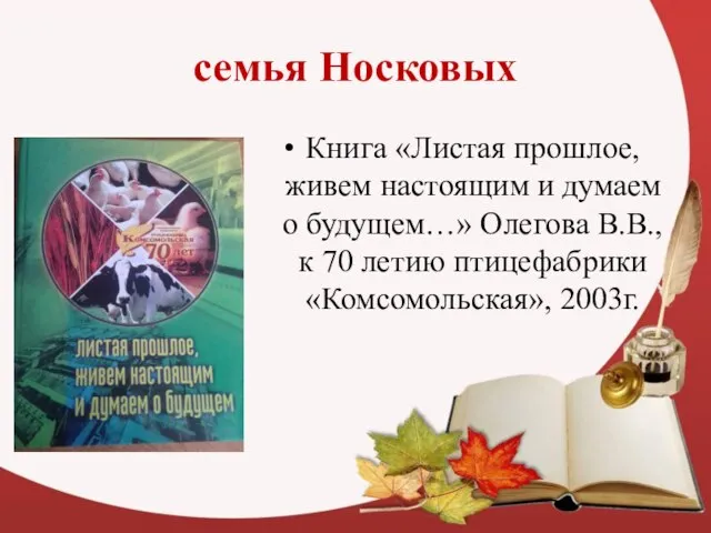 семья Носковых Книга «Листая прошлое, живем настоящим и думаем о будущем…»