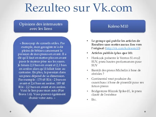 Rezulteo sur Vk.com Opinions des internautes avec les liens Koleso M10