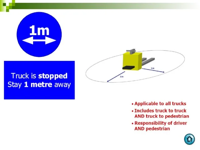 1m Truck is stopped Stay 1 metre away