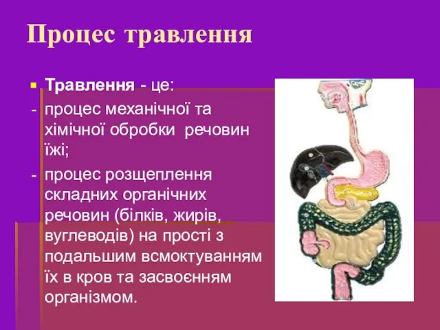 Травлення - це: процес механічної та хімічної обробки речовин їжі; процес