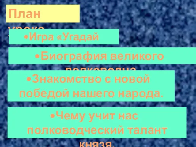 Чему учит нас полководческий талант князя. План урока Игра «Угадай слово»