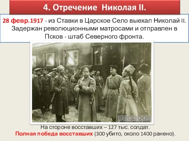 28 февр.1917 - из Ставки в Царское Село выехал Николай II.