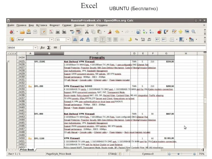 Excel UBUNTU (Бесплатно)