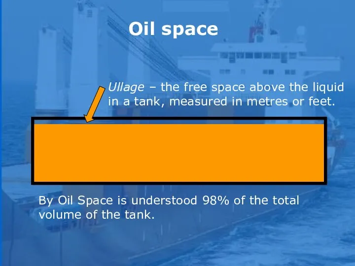 By Oil Space is understood 98% of the total volume of