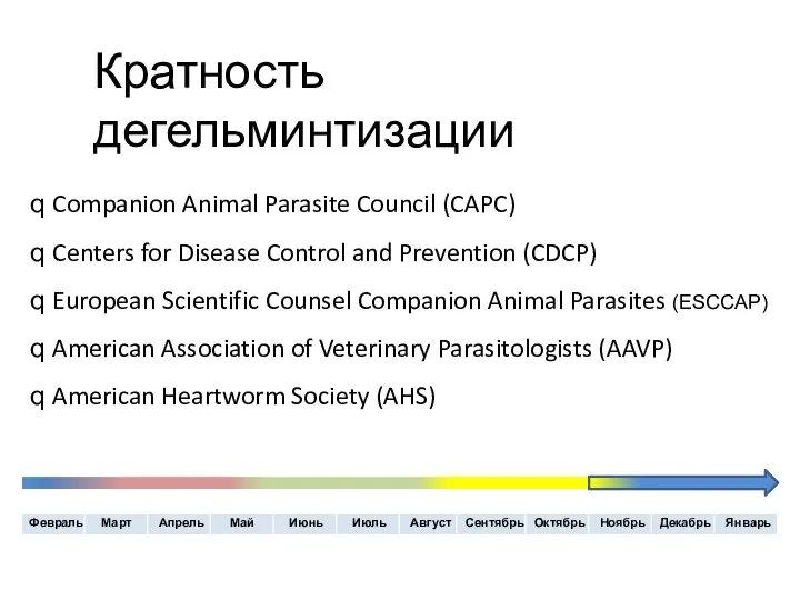 Кратность дегельминтизации q Companion Animal Parasite Council (CAPC) q Centers for