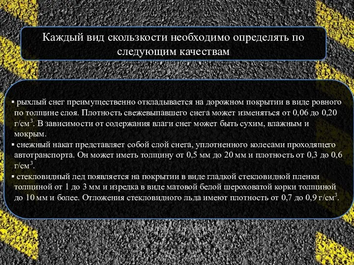 рыхлый снег преимущественно откладывается на дорожном покрытии в виде ровного по