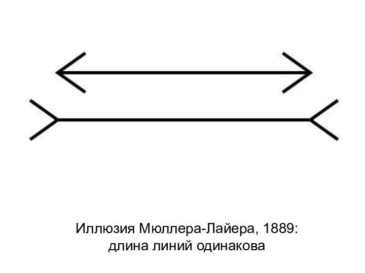 Иллюзия Мюллера-Лайера, 1889: длина линий одинакова