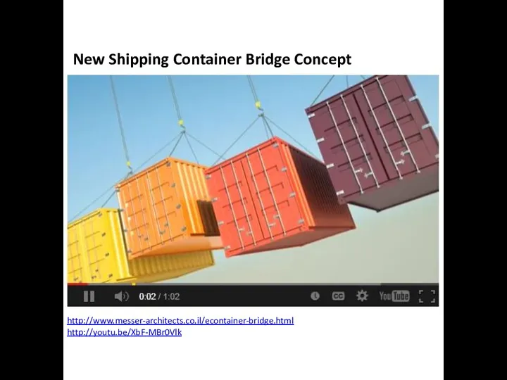 http://www.messer-architects.co.il/econtainer-bridge.html http://youtu.be/XbF-MBr0Vlk New Shipping Container Bridge Concept