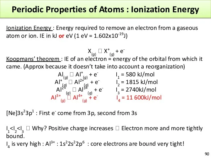 Periodic Properties of Atoms : Ionization Energy Ionization Energy : Energy