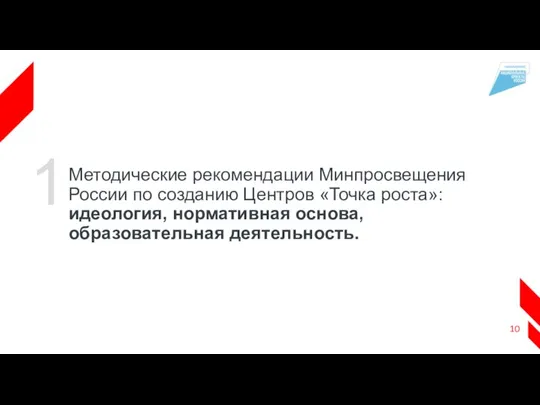 Методические рекомендации Минпросвещения России по созданию Центров «Точка роста»: идеология, нормативная основа, образовательная деятельность. 1