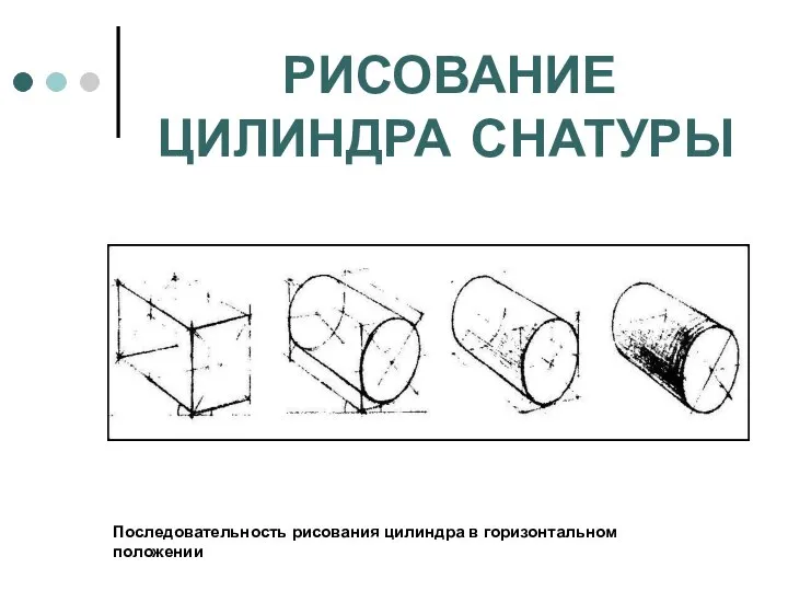 РИСОВАНИЕ ЦИЛИНДРА С НАТУРЫ Последовательность рисования цилиндра в горизонтальном положении