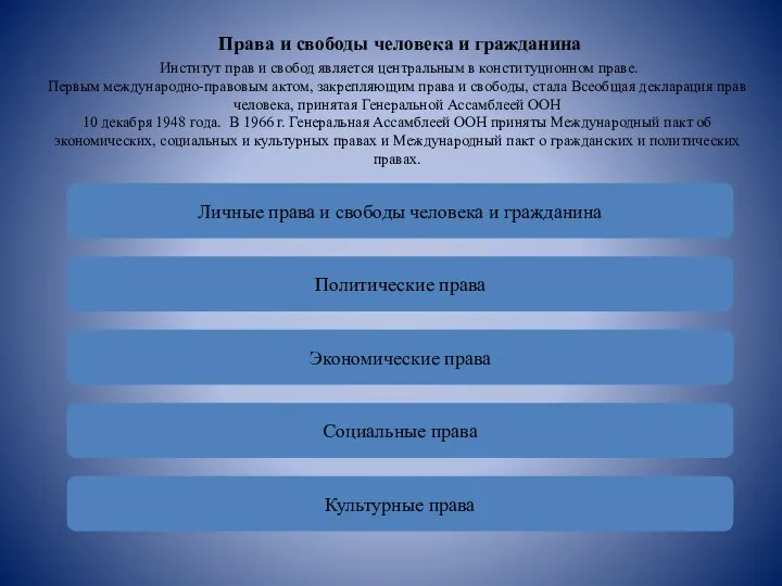 Права и свободы человека и гражданина Институт прав и свобод является