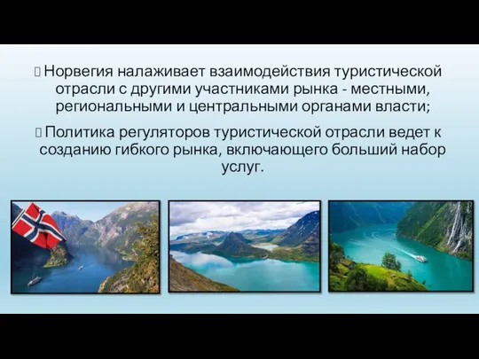 Норвегия налаживает взаимодействия туристической отрасли с другими участниками рынка - местными,