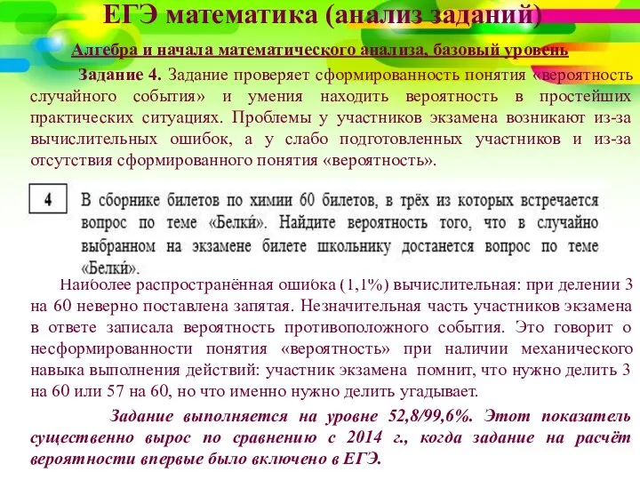 ЕГЭ математика (анализ заданий) Алгебра и начала математического анализа, базовый уровень