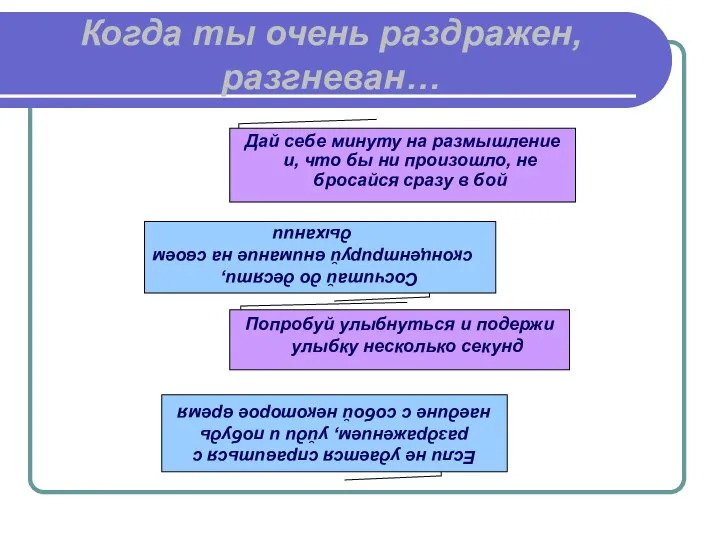 Когда ты очень раздражен, разгневан… Дай себе минуту на размышление и,