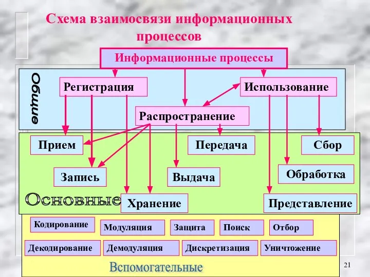 Схема взаимосвязи информационных процессов Информационные процессы