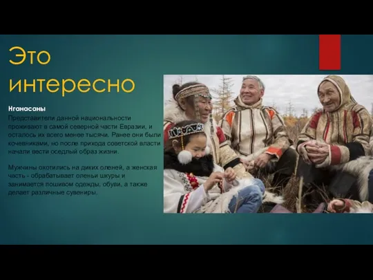 Это интересно Нганасаны Представители данной национальности проживают в самой северной части