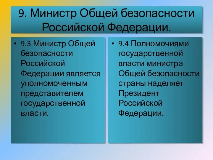 9. Министр Общей безопасности Российской Федерации. 9.3 Министр Общей безопасности Российской