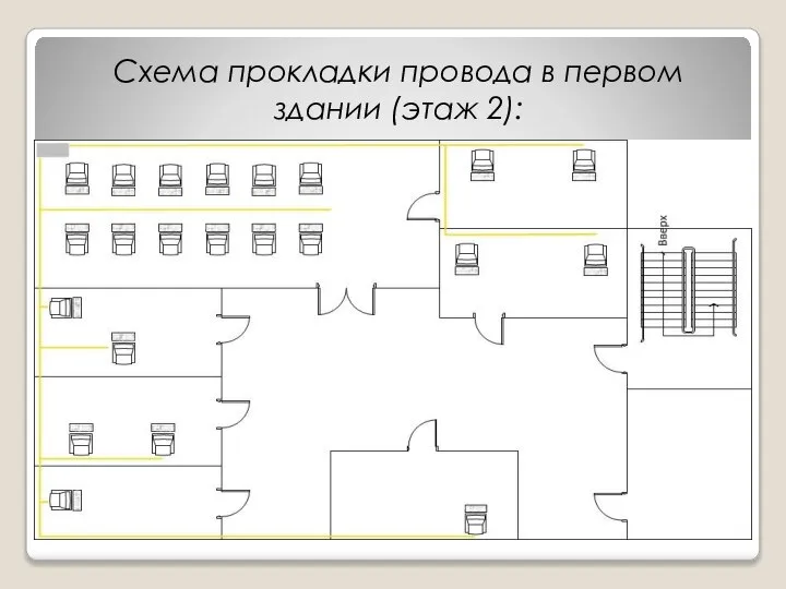 Схема прокладки провода в первом здании (этаж 2):