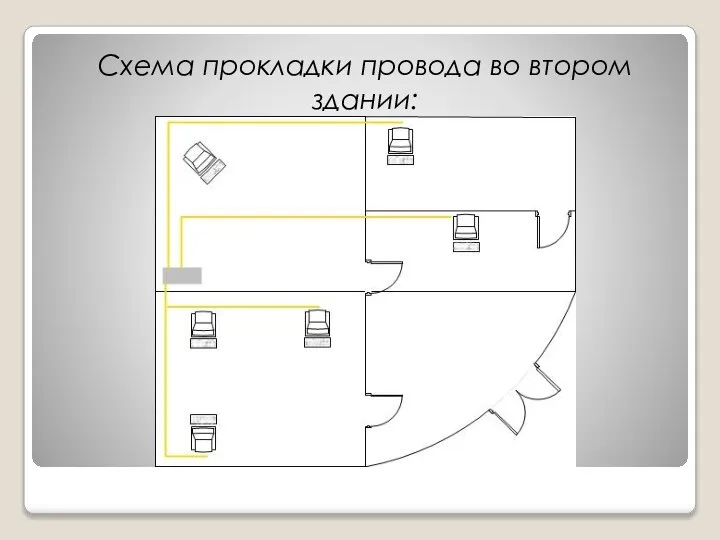 Схема прокладки провода во втором здании: