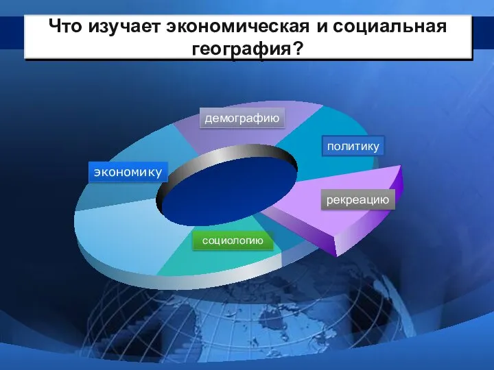 Что изучает экономическая и социальная география? экономику демографию политику рекреацию социологию