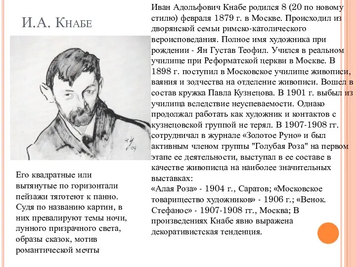 И.А. Кнабе Иван Адольфович Кнабе родился 8 (20 по новому стилю)