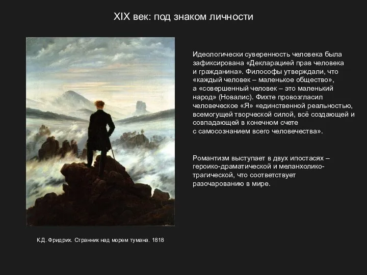 XIX век: под знаком личности Идеологически суверенность человека была зафиксирована «Декларацией